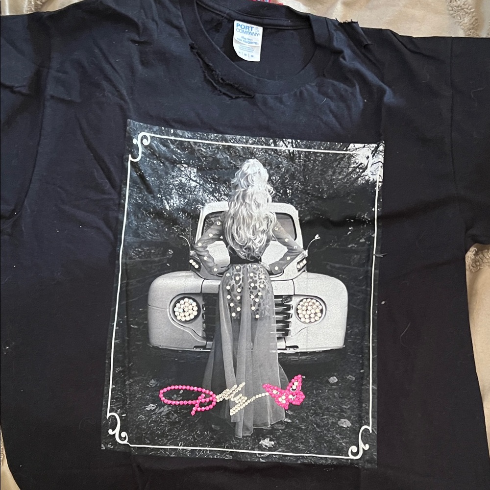 Black Graphic T-Shirt with Pink Accents